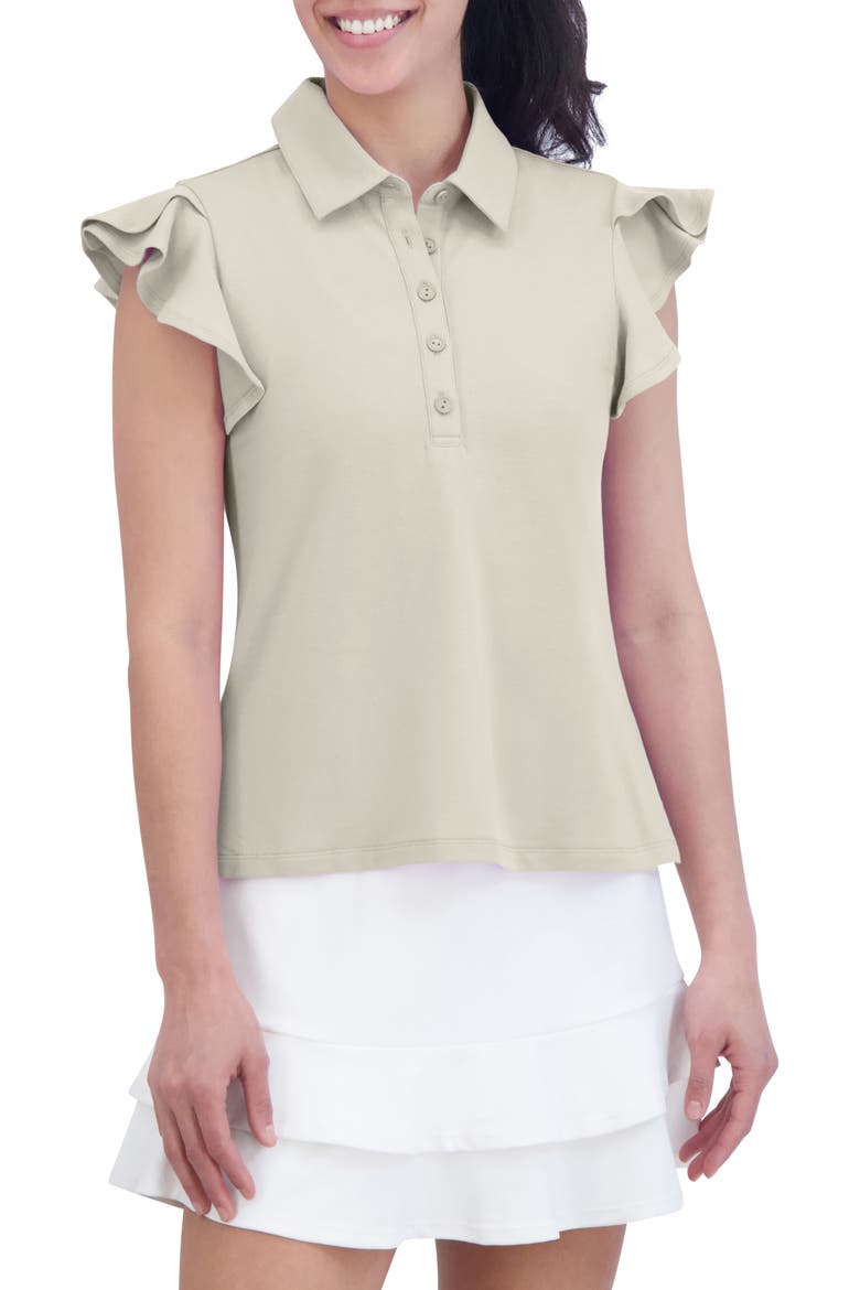 Flyer Ruffled Sleeve Polo, Main, color, BEIGE