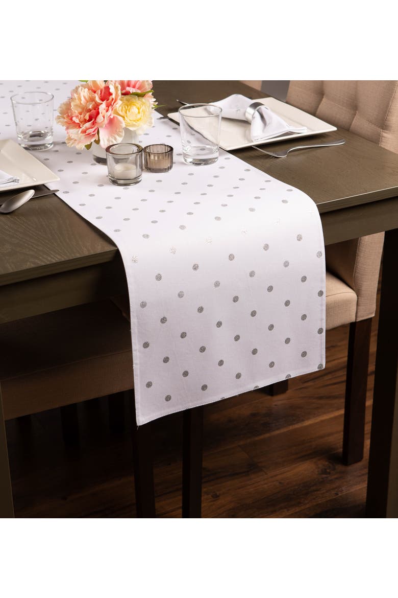 Metallic Reversible Polka Dot Table Runner, Alternate, color, Silver