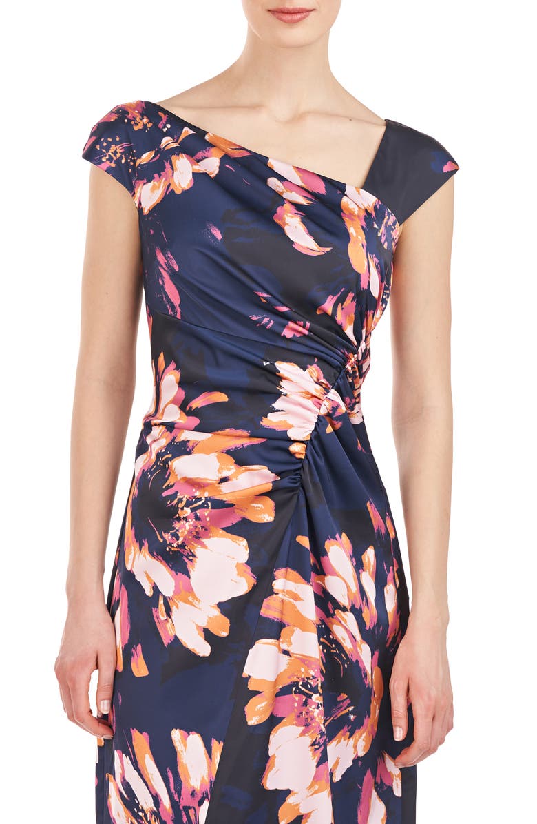 Kay Unger Wafa Floral Column Gown, Alternate, color, 