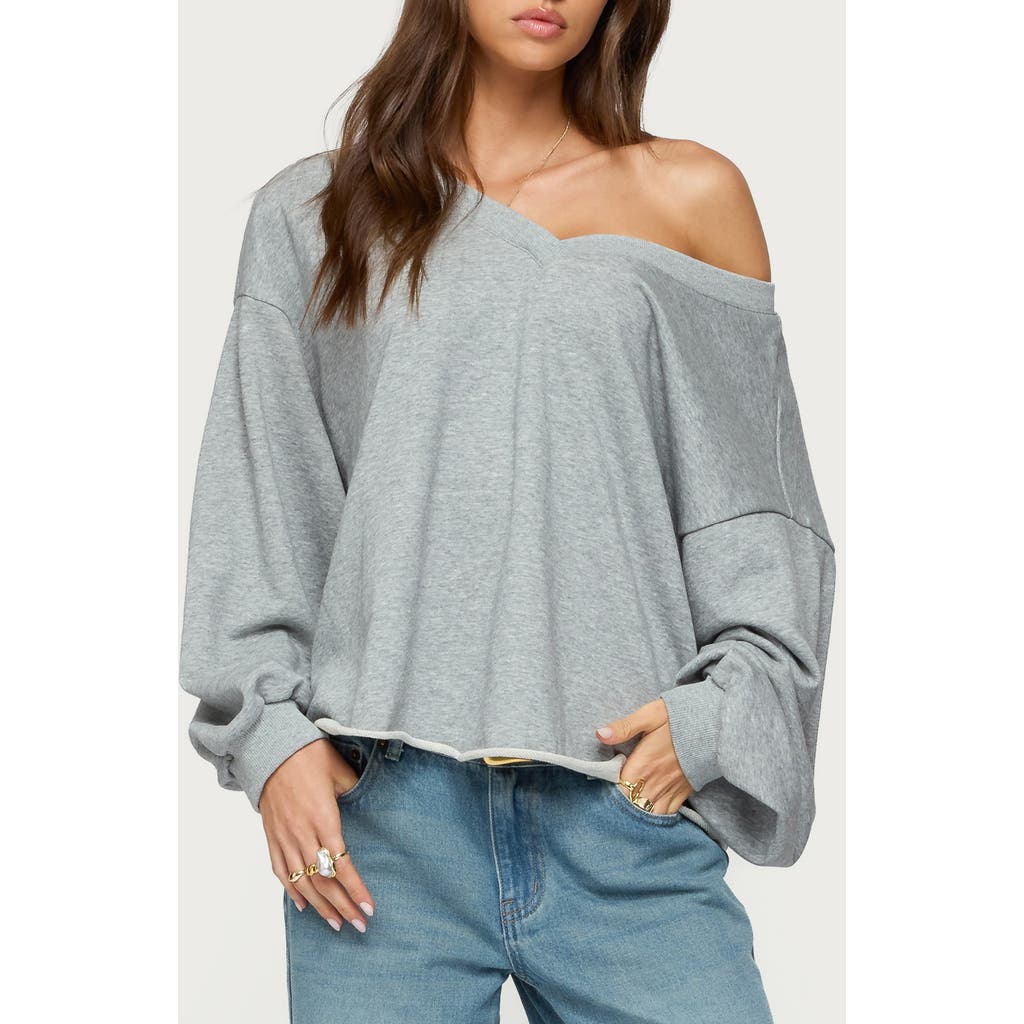 Edikted Winfred Oversize One-shoulder Sweatshirt In Gray