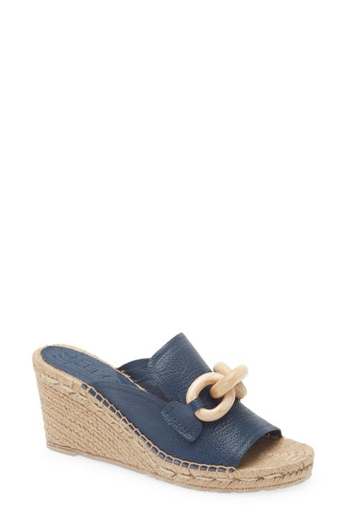 Shop Pedro Garcia Oliveta Wedge Sandal In Navy Petit Grain
