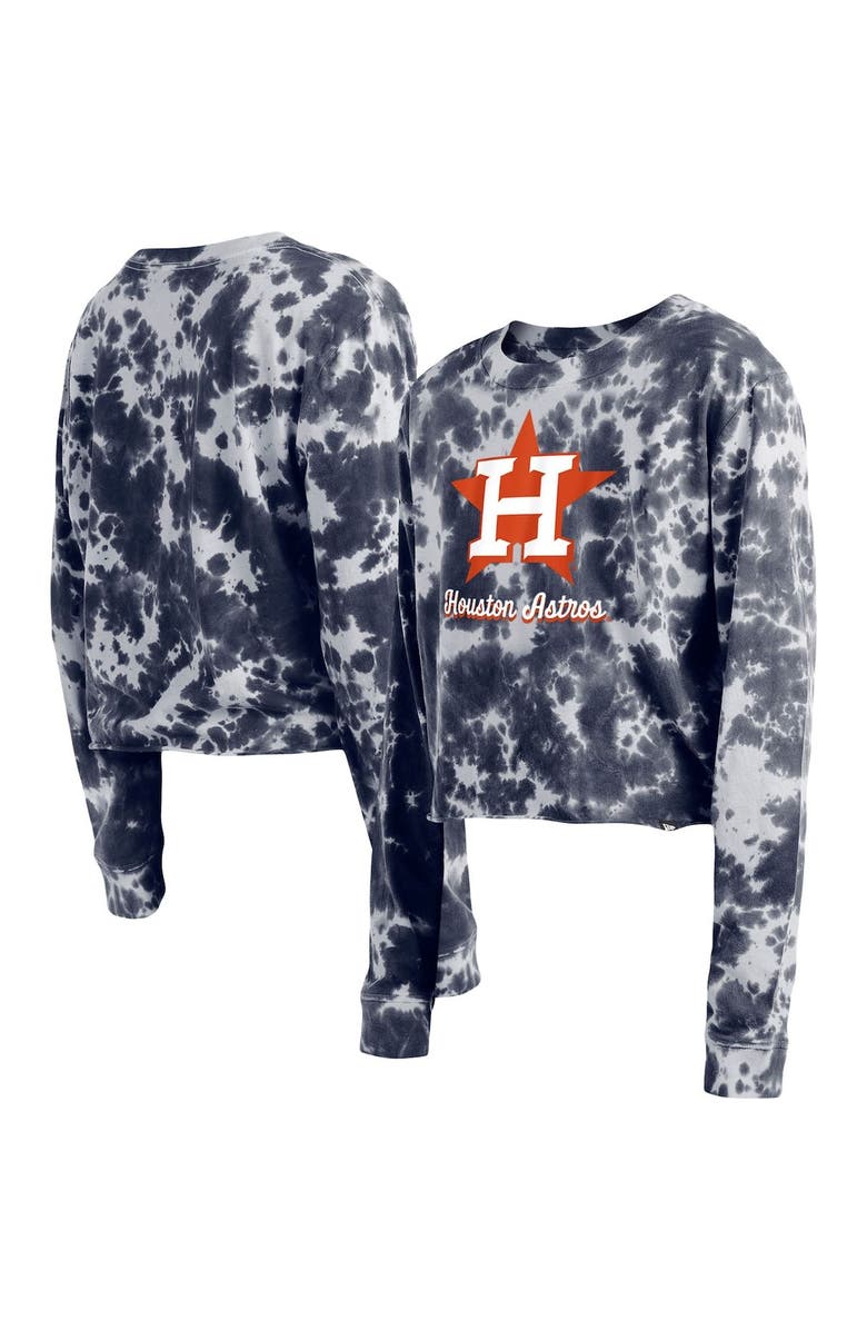 New Era Women's New Era Navy Houston Astros Tie-Dye Cropped Long Sleeve T-Shirt, Alternate, color, 