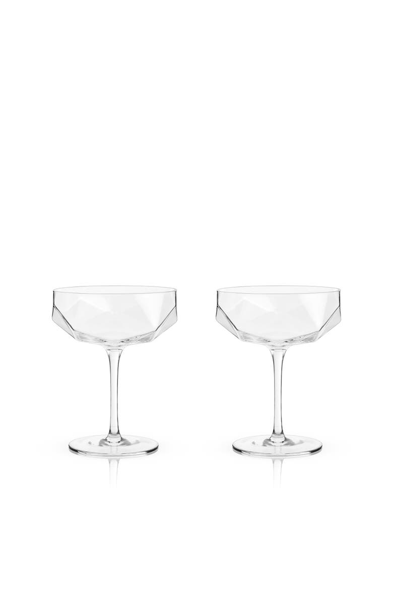 Viski Seneca Crystal Faceted Coupes Set of 2, Main, color, Clear
