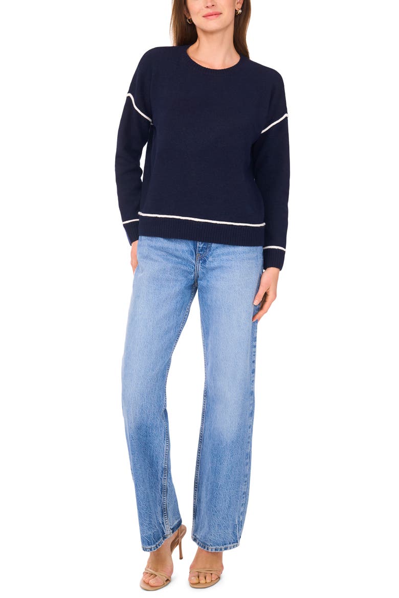Contrast Trim Crewneck Sweater, Alternate, color, CLASSIC NAVY