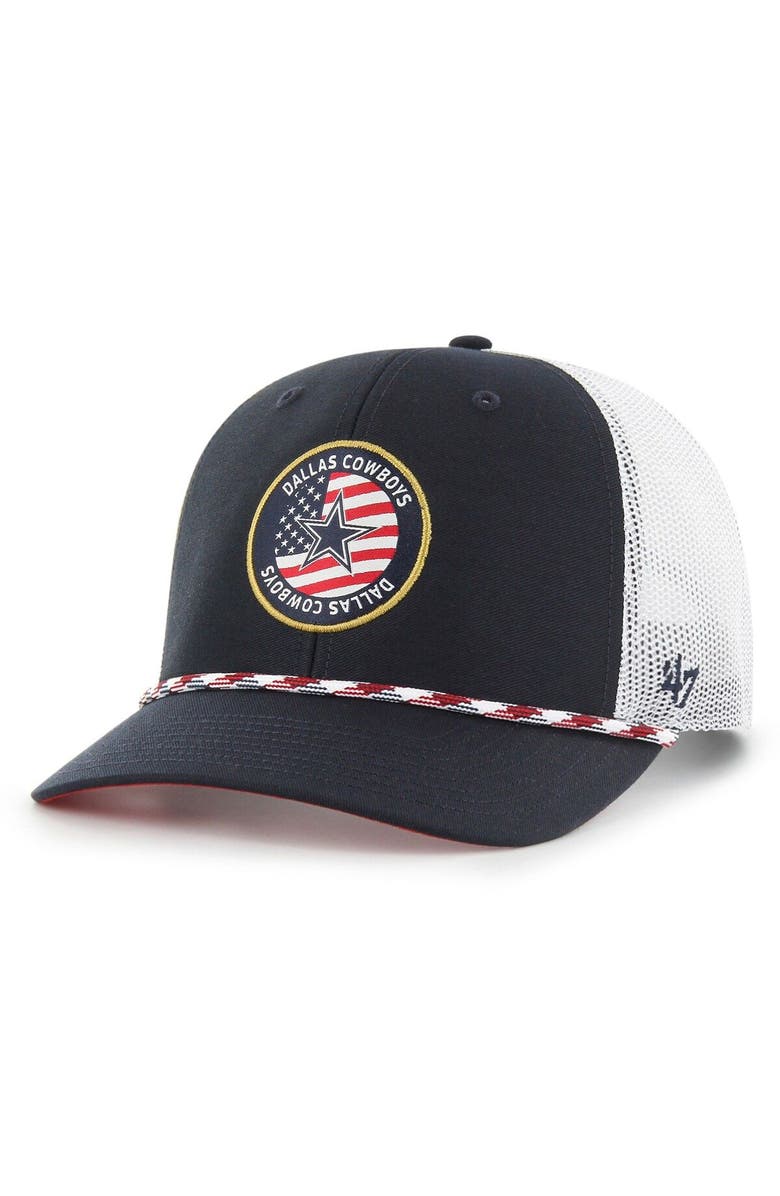 '47 Men's '47  Navy/White Dallas Cowboys Union Patch Trucker Adjustable Hat, Main, color, Navy