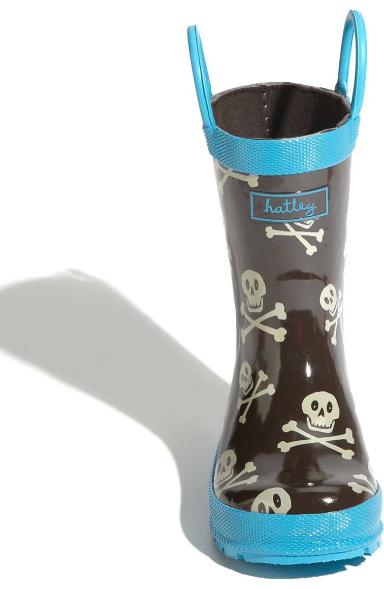 Hatley Skull Print Rain Boot, Alternate, color,