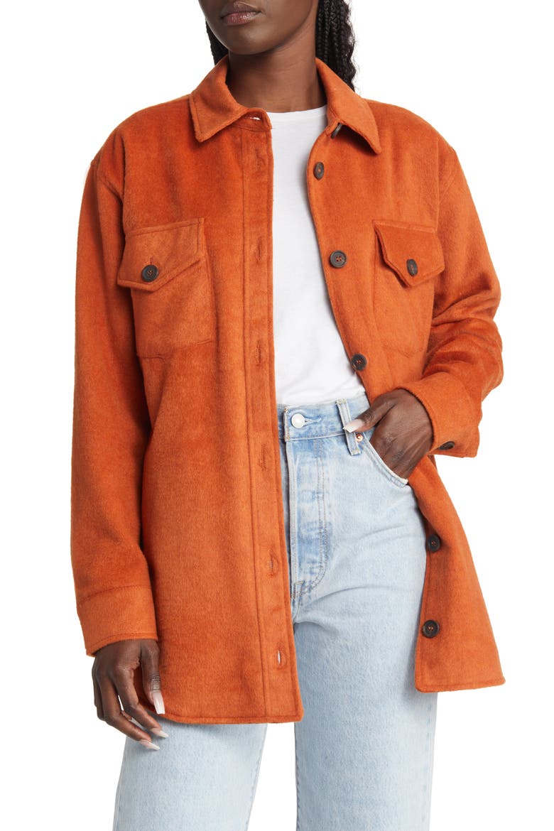 Plaid Flannel Shacket, Main, color, BOMBAY BROWN