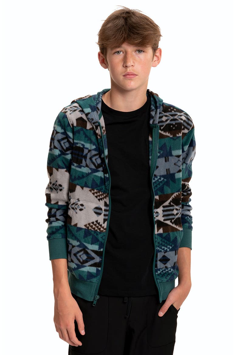 Kids' Print Zip-Up Hooded Fleece Jacket, Alternate, color, SEA DRAGON