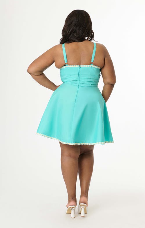 Unique Vintage Plus Size 1950s Sleeveless Cotton Flare Dress In Blue