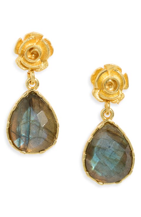 Freya Labradorite Rose Drop Earrings