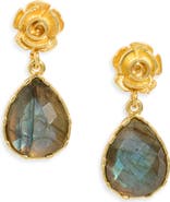 Kiara by Ki-ele Freya Labradorite Rose Drop Earrings