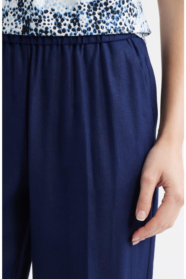 High Waist Pull-On Straight Leg Linen Blend Pants, Alternate, color, DISTANT MOUNTAIN