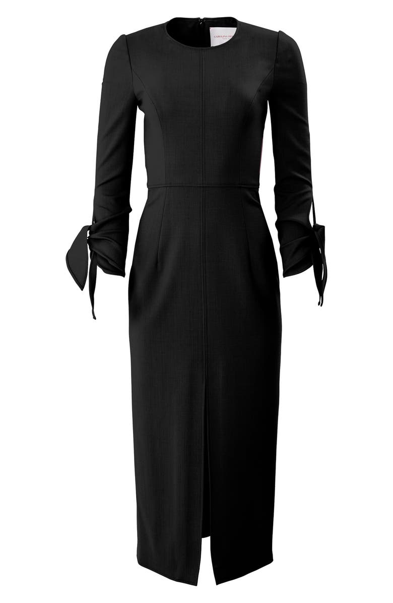 Carolina Herrera Long Sleeve Stretch Wool Midi Sheath Dress, Alternate, color,