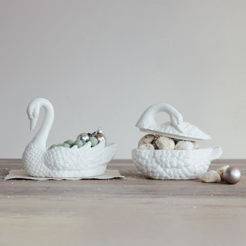 Swan Silhouette Stoneware Jar