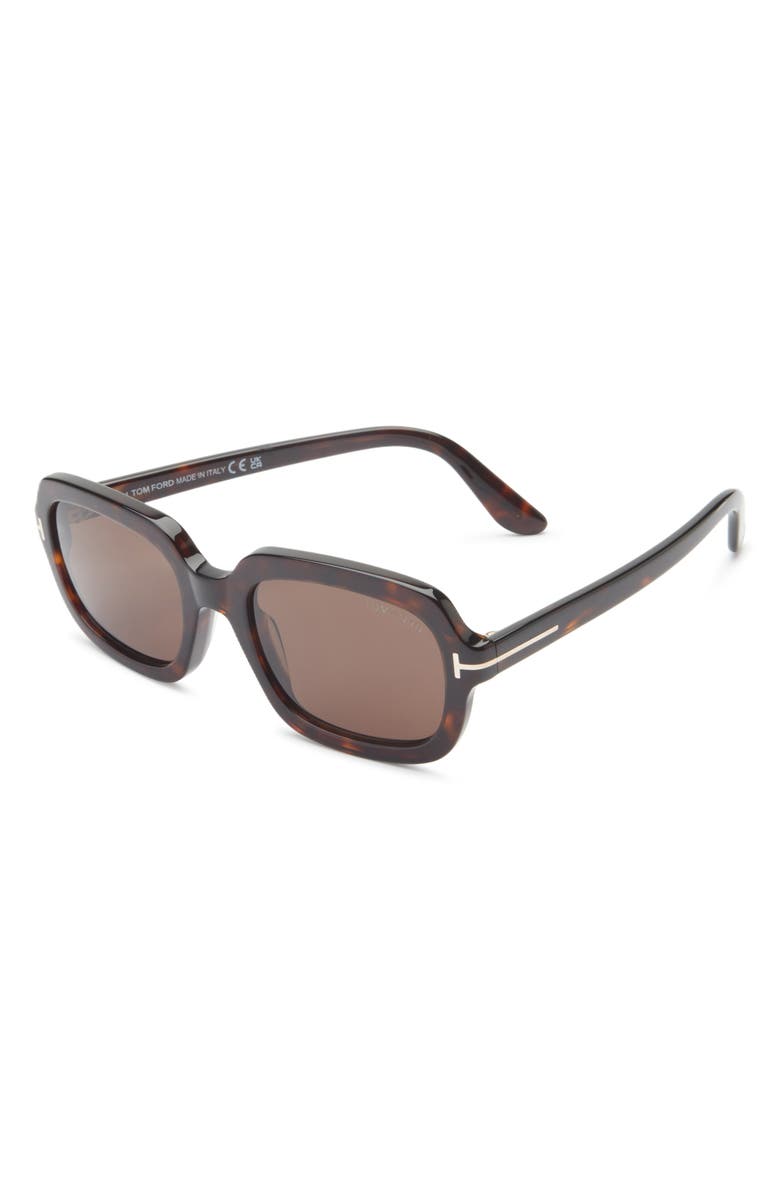 TOM FORD Lana 53mm Rectangular Sunglasses, Alternate, color, Shiny Dark Havana / Brown Lens