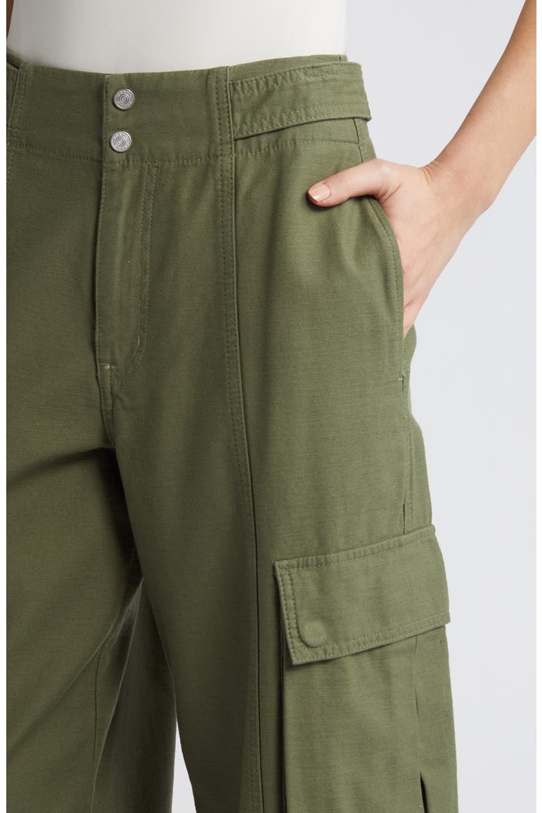 Wide Leg Cotton Cargo Pants, Alternate, color, POBLANO