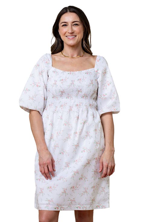 Women's Organic Smocked Bubble Sleeve Dress