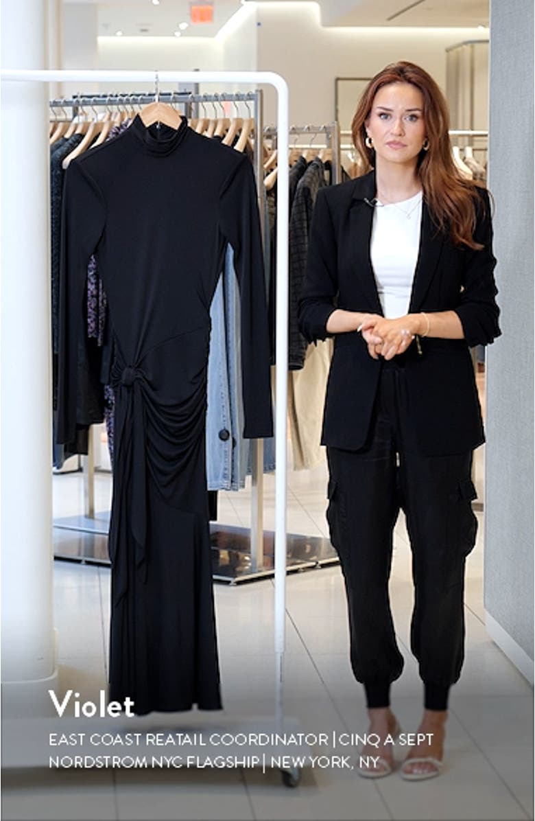 Johnson Side Ruched Long Sleeve Jersey Dress, sales video thumbnail