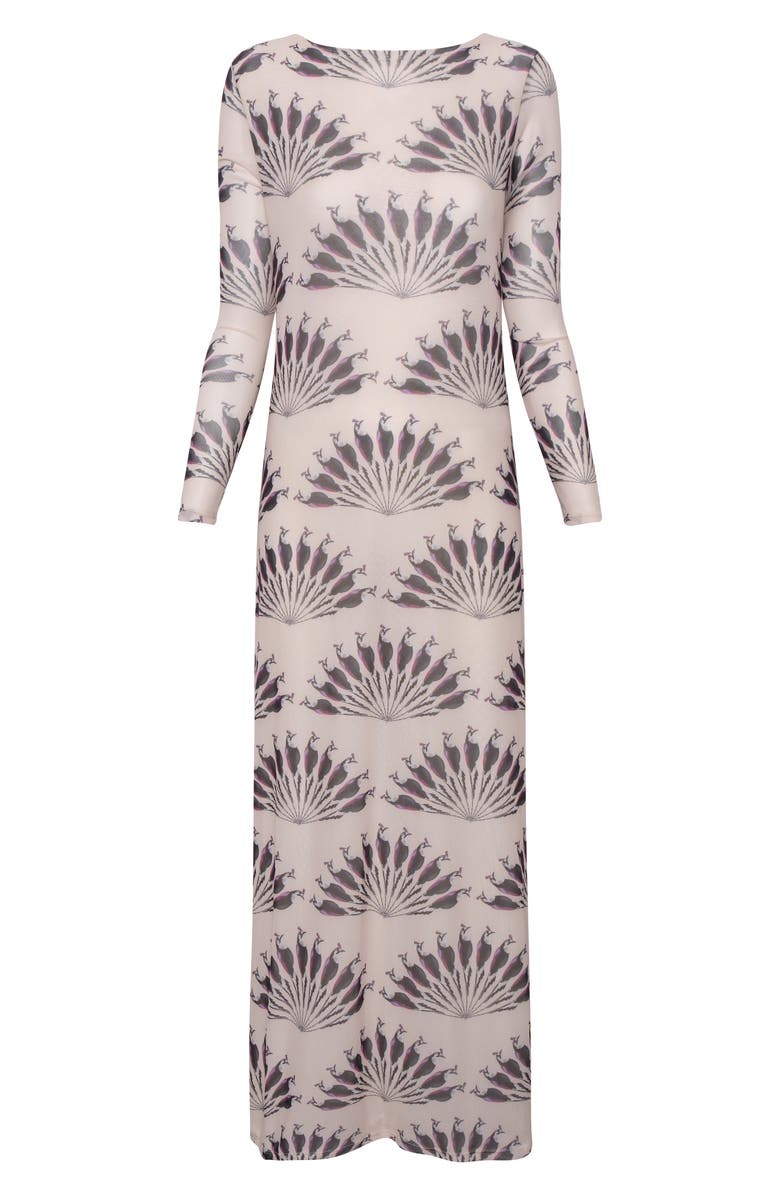 The Lulo Project Nellas Paisley Long Sleeve Mesh Maxi Dress, Alternate, color, Throated Ivory