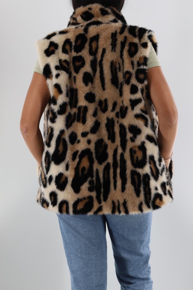 Faux Fur Animal Print Vest, Alternate, color, Leopard