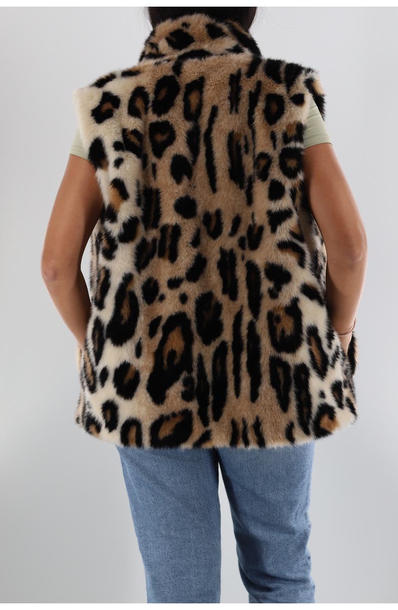 La Fiorentina Faux Fur Animal Print Vest, Alternate, color, Leopard