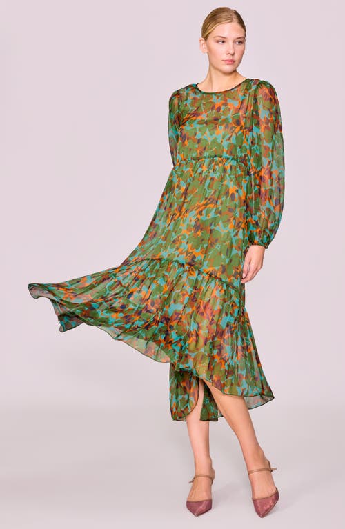 Melloday Tiered High-low Long Sleeve Dress In Multi