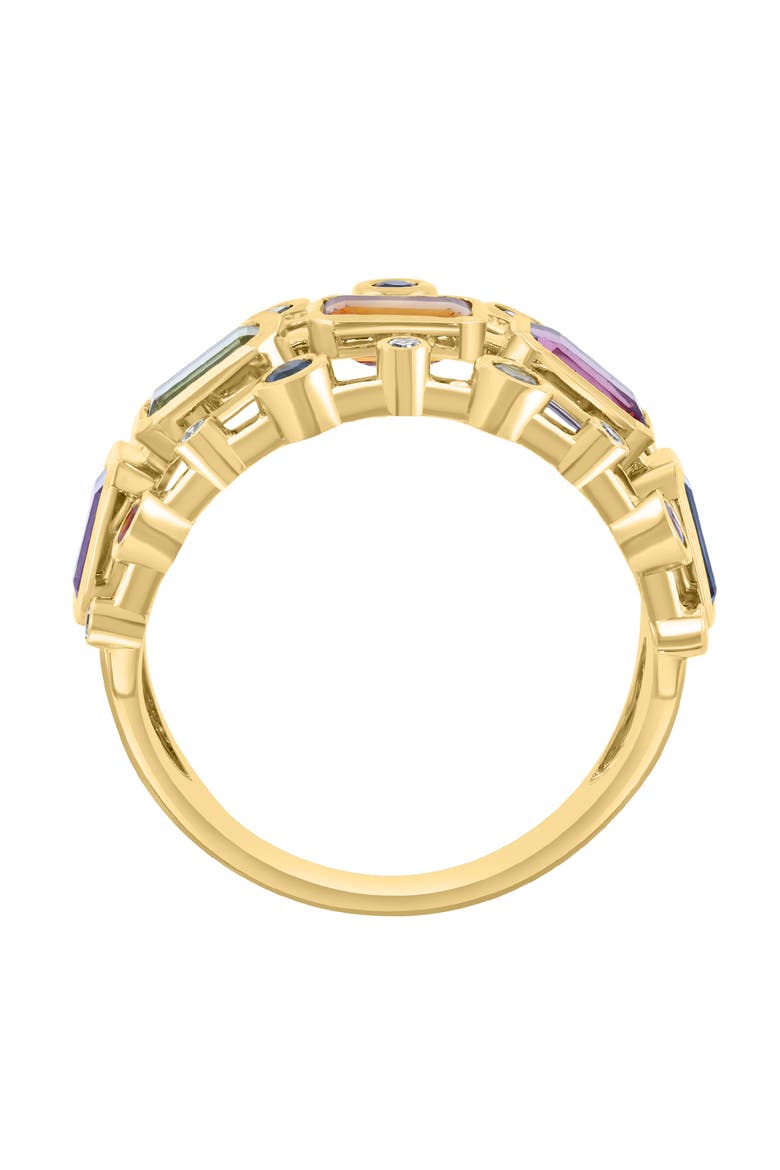 14K Yellow Gold Diamond & Multi Gemstone Stacked Architectural Ring, Alternate, color, 14K Gold