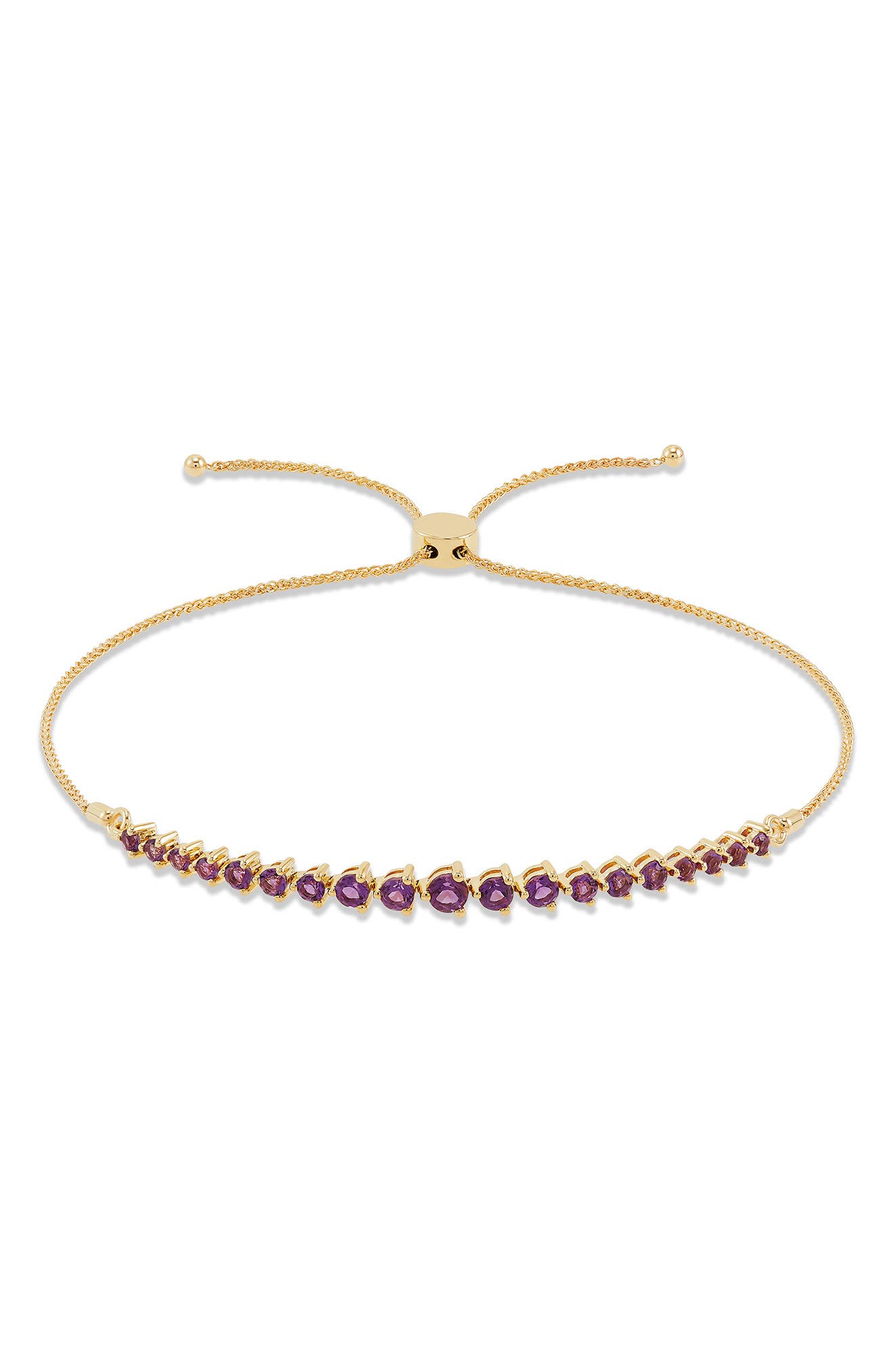 Frankie & Zoe 14K Yellow Gold Amethyst Bolo Bracelet