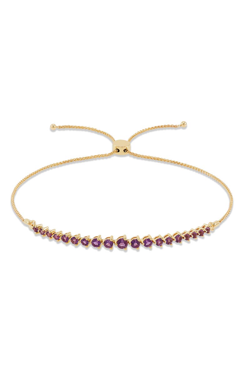 Frankie & Zoe 14K Yellow Gold Amethyst Bolo Bracelet, Main, color, Yellow Gold