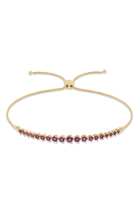 14K Yellow Gold Amethyst Bolo Bracelet
