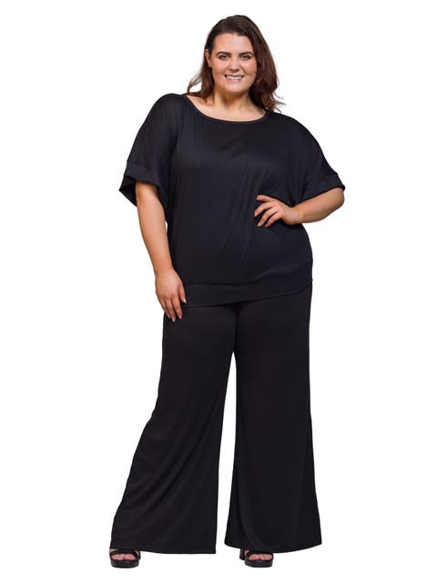Boat Neck Top and Wide Leg Pant Set