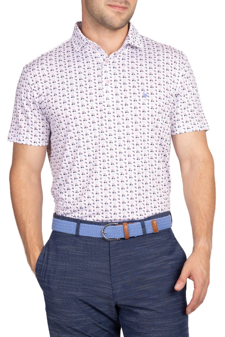 White Golf Carts Print Performance Polo, Alternate, color, WHITE