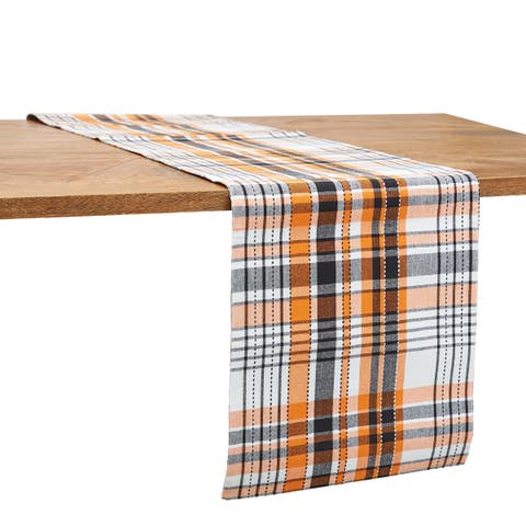 Zelda Orange Plaid Halloween 100% Cotton Table Runner 13" x 72"