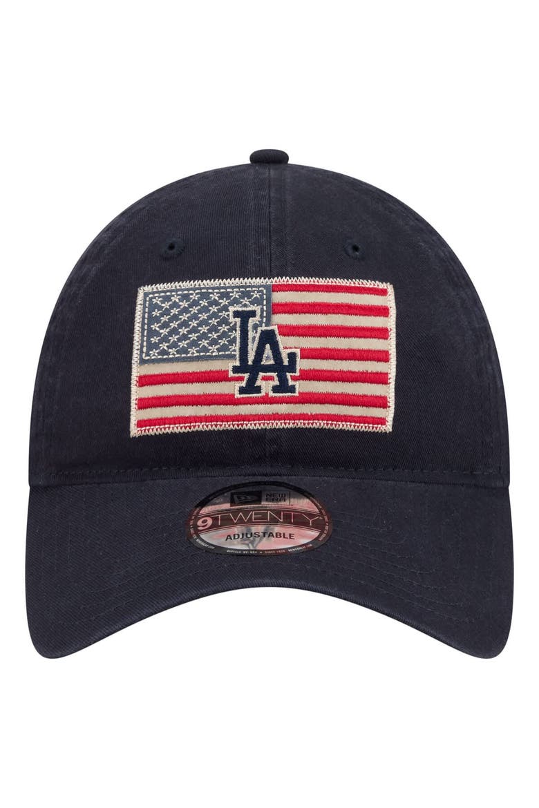 Men's New Era Navy Los Angeles Dodgers Americana Flag 9TWENTY Adjustable Hat, Alternate, color, Navy