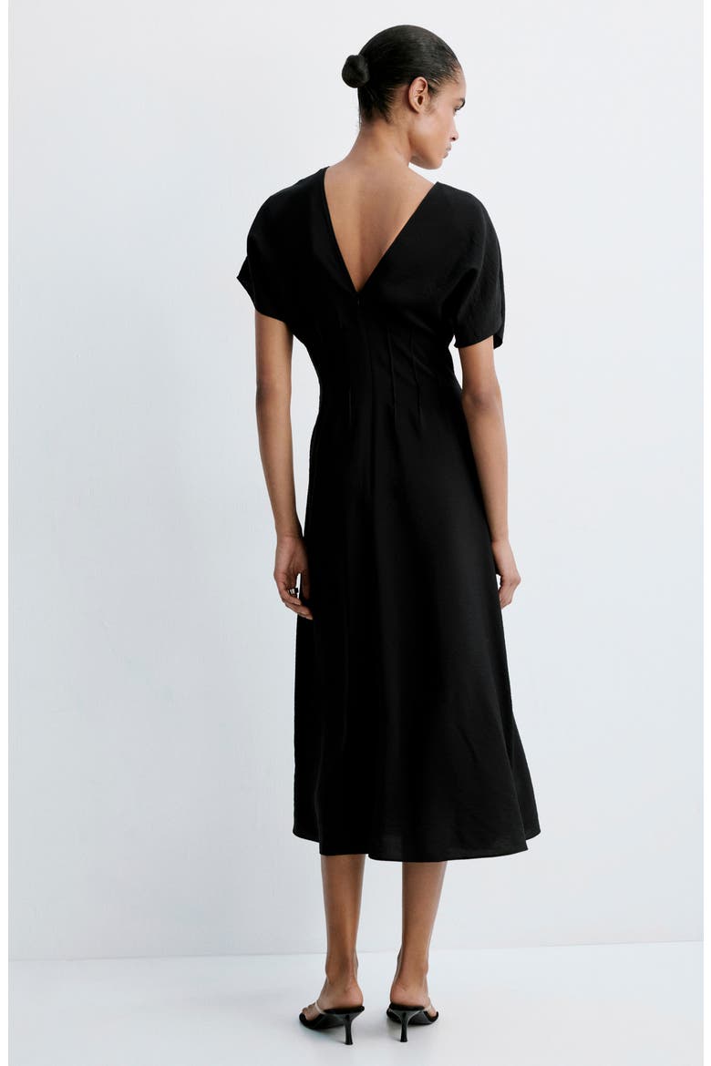 Flared V-Neck Dress, Alternate, color, BLACK