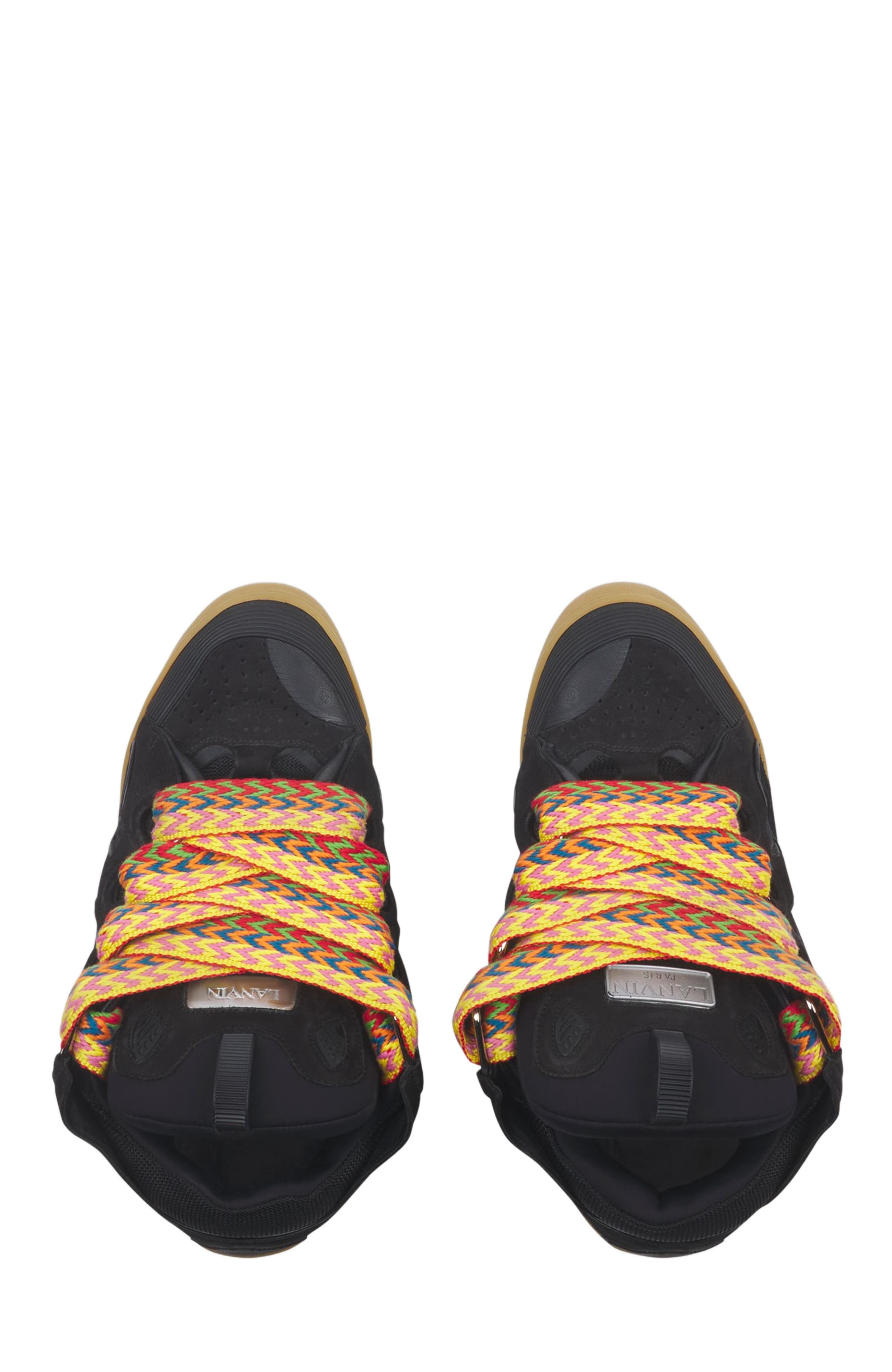 Lanvin LEATHER CURB SNEAKERS, Alternate, color, Black