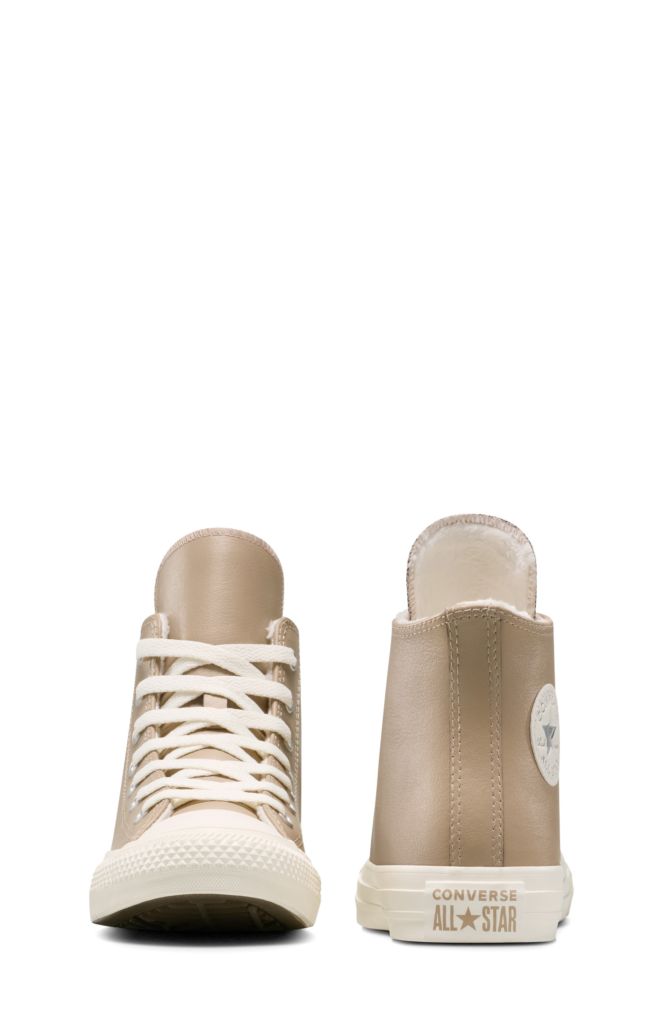 Converse Kids' Chuck Taylor All Star Fleece Lined Leather High Top Sneaker, Alternate, color, Vintage Cargo/ Egret/ Egret