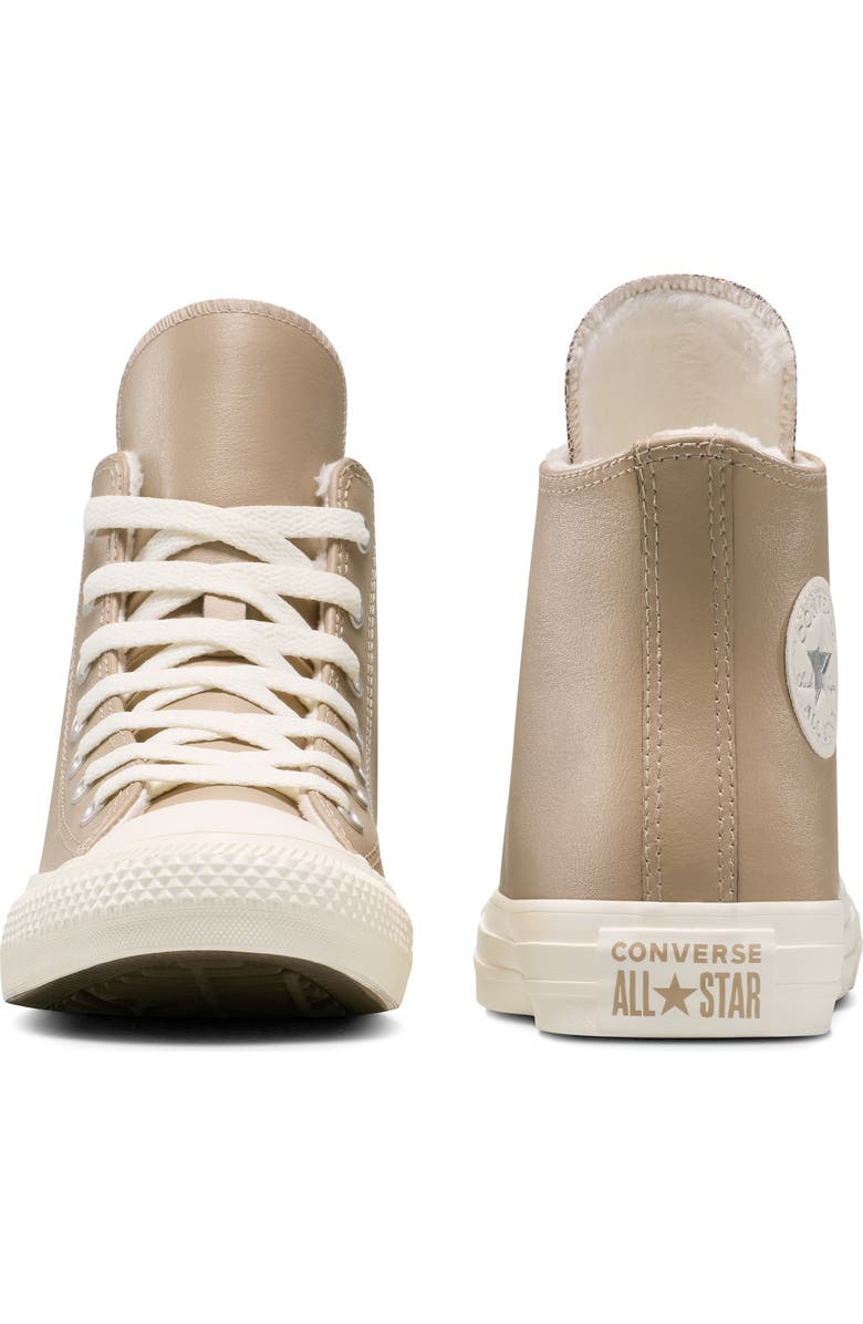 Converse Kids' Chuck Taylor All Star Fleece Lined Leather High Top Sneaker, Alternate, color, Vintage Cargo/ Egret/ Egret