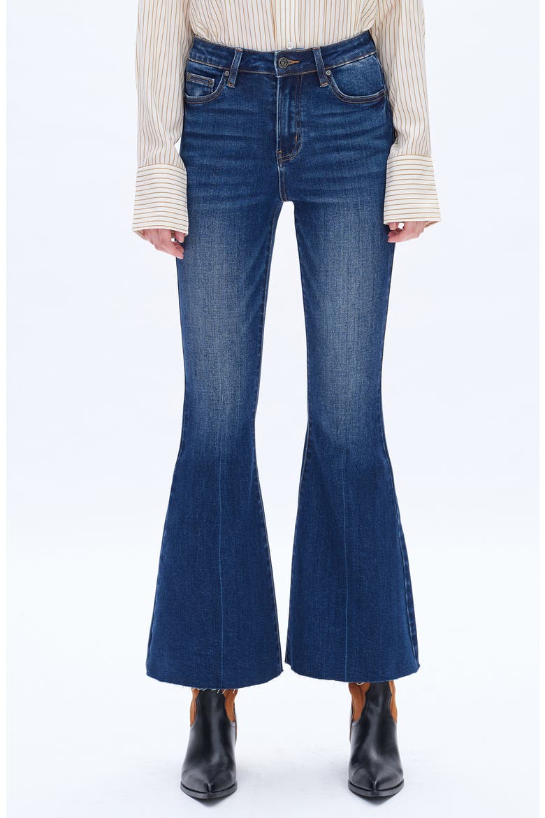 Ara High Waist Raw Hem Ankle Flare Jeans, Main, color, MEDIUM BLUE