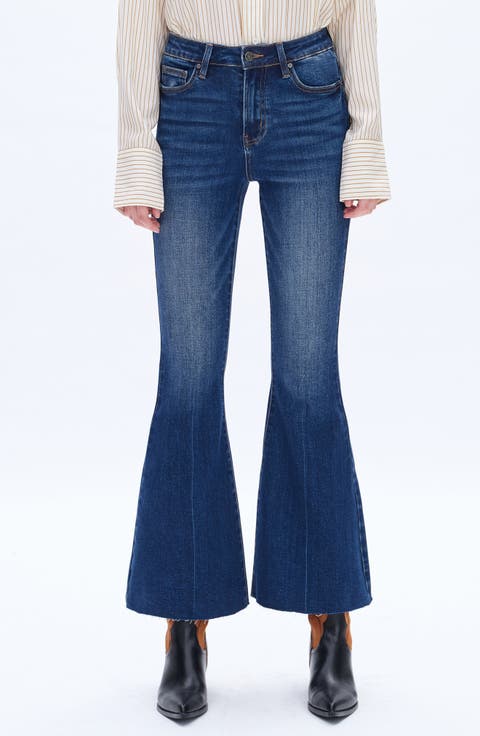 Ara High Waist Raw Hem Ankle Flare Jeans