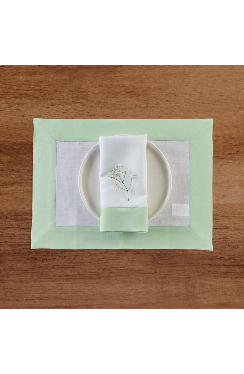 Solino Home Linen Dinner Napkins - Contempo, 20" x 20", Alternate, color, Light Green And White