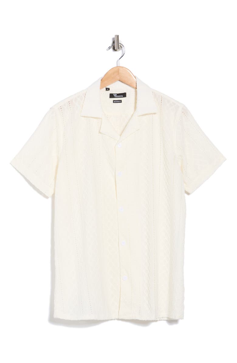T.R. PREMIUM Modern Fit Textured Camp Shirt, Main, color, Cream