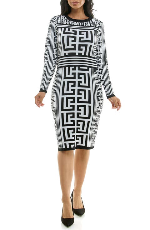 Leopard Print Long Sleeve Sweater Dress