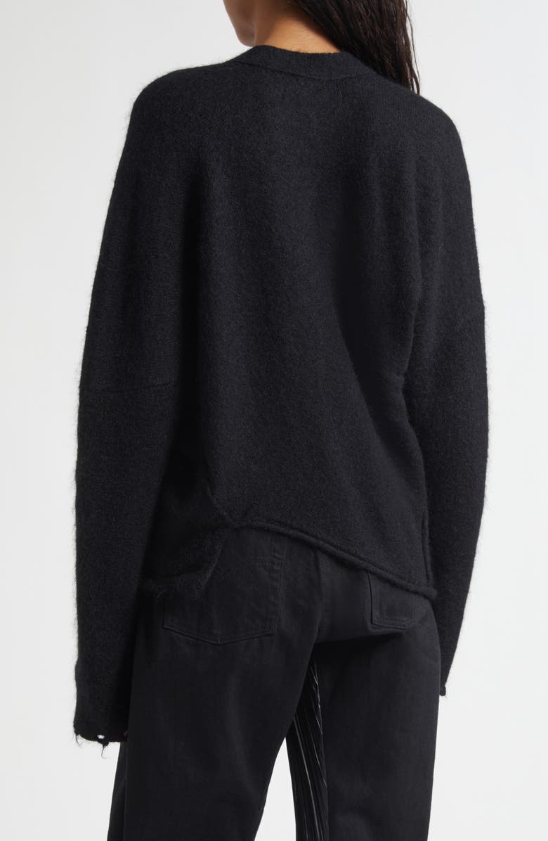 Junya Watanabe Distressed Wool Blend Cardigan, Alternate, color, Black