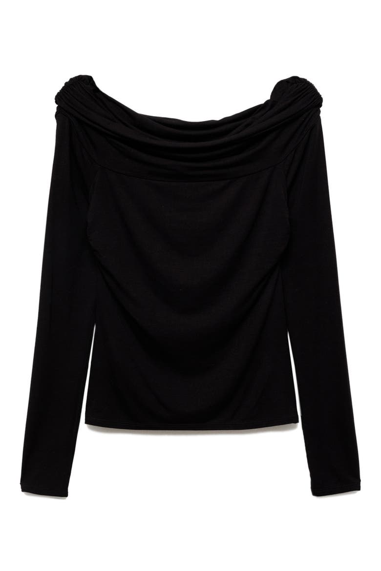 Off the Shoulder Long Sleeve T-Shirt, Alternate, color, BLACK