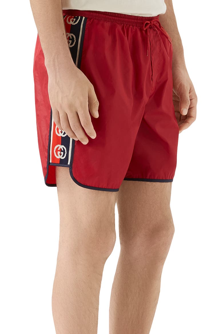 Waterproof Nylon Swim Trunks, Alternate, color, MULBERRY