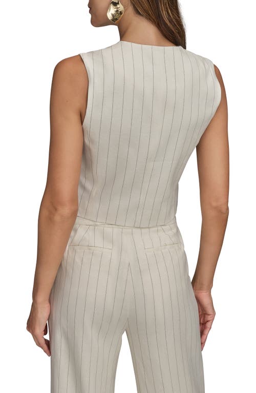 Donna Karan New York Pinstripe Linen Blend Vest In Gray