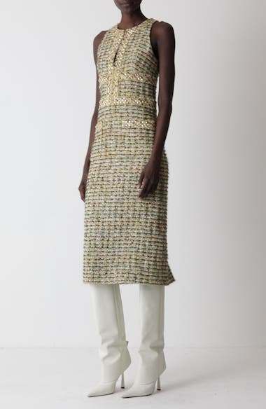 TWEED DRESS 150水色 Shiny tweed dress