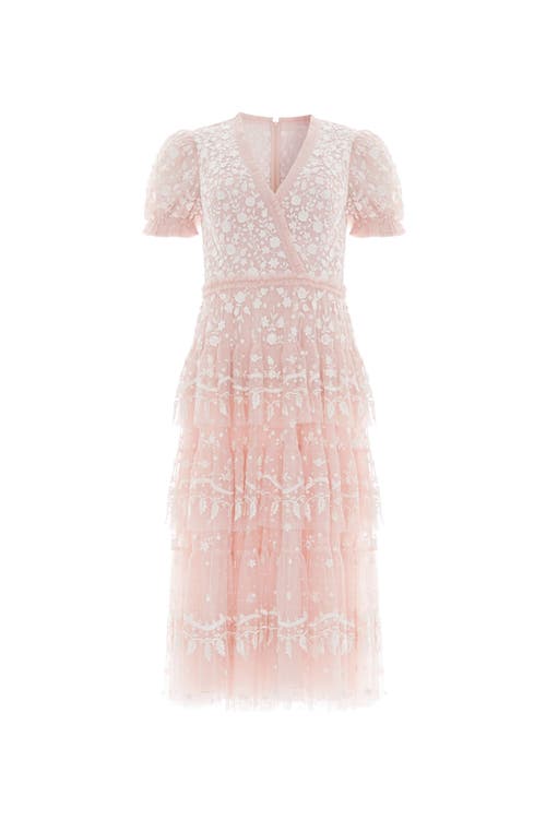 Needle & Thread Layered Lace V-neck Midi Dress In White