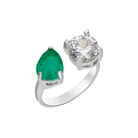 round & pear emerald toi e moi  ring